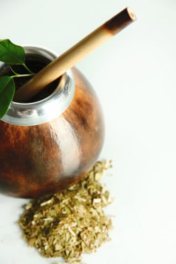 su kabakları ve bombilla üzerinde beyaz izole yerba dostum ile