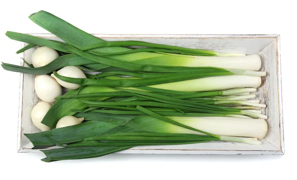 Zielona cebulka, na białym tle — Zdjęcie stockowe