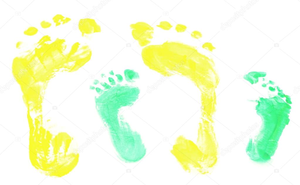 Footprint, close up, isolated in white 