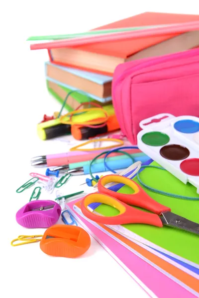 Bright school supplies isolated on white — Stock Photo, Image