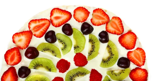 Pizza dulce casera con frutas aisladas en blanco — Foto de Stock