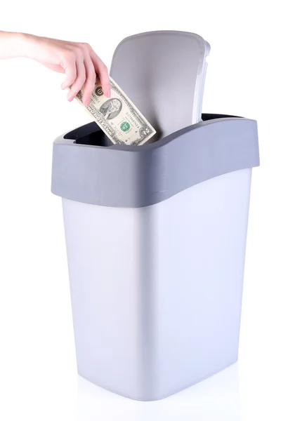 Throwing away your money, isolated on white — Stock Photo, Image