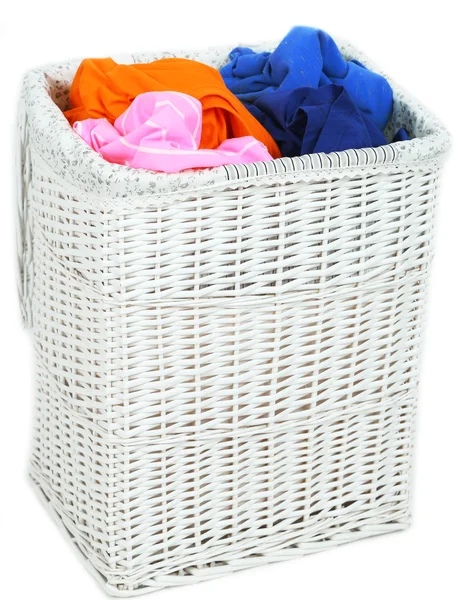 Full laundry basket isolated on white — Φωτογραφία Αρχείου