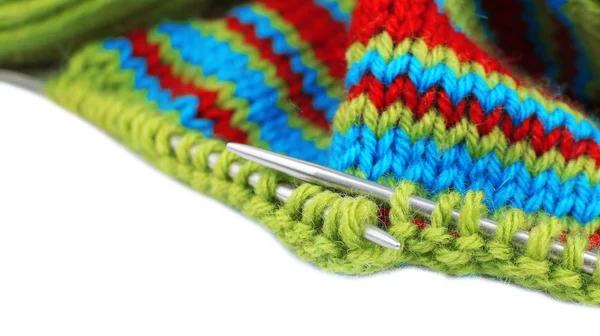 Knitting with spokes close up — Stock Photo, Image