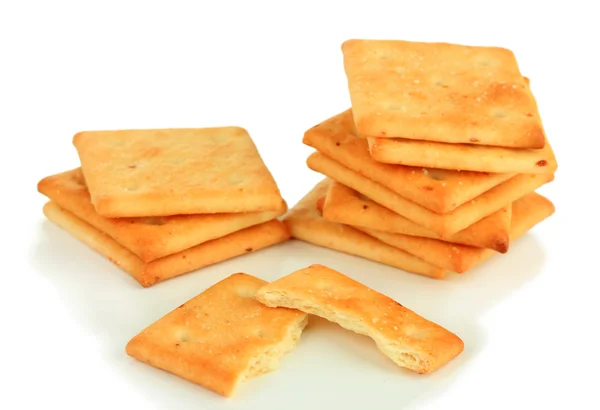 Delicious crackers isolated on white — Stock Photo, Image