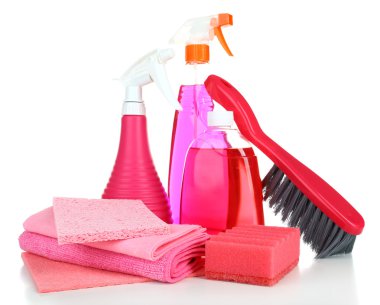 Temizlik ürünleri beyaza izole edildi