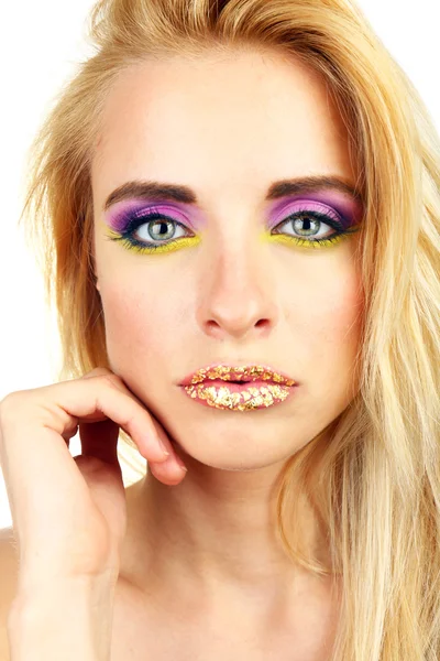 Vacker kvinna med ljusa make-up — Stock fotografie