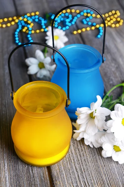 Colorful icon-lamps on table close-up — Stock Photo, Image