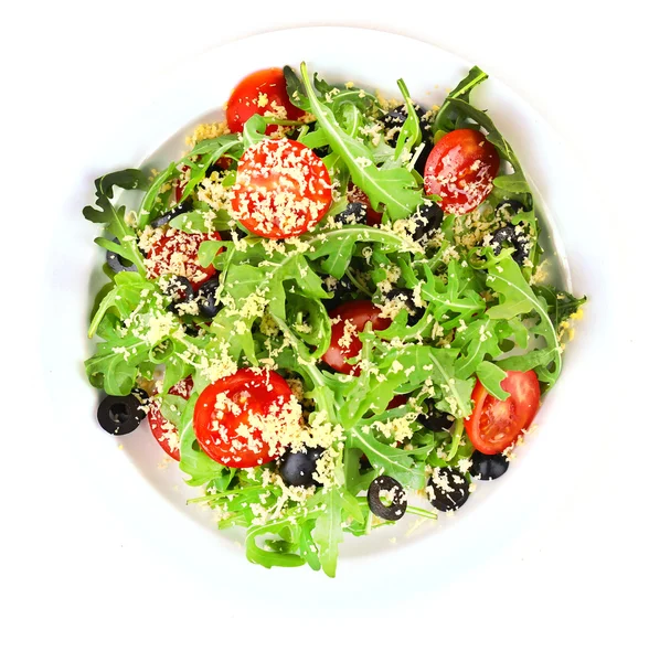 Salada fresca com arugula, isolada em branco — Fotografia de Stock