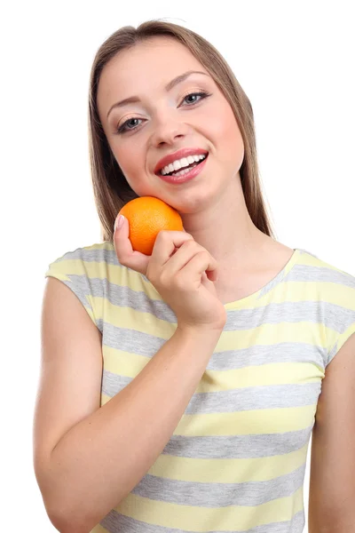 Schönes Mädchen mit Orange — Stockfoto