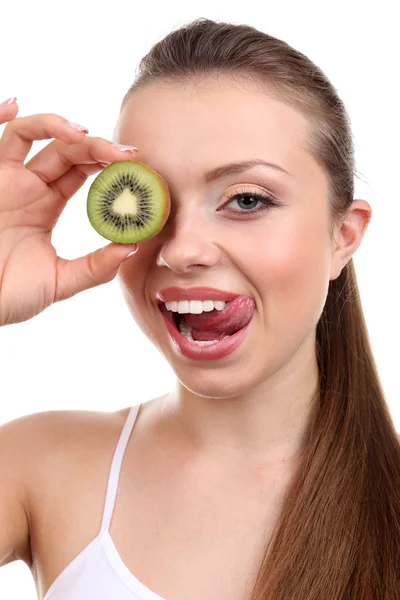 Beautiful girl with kiwi — Stock Photo, Image