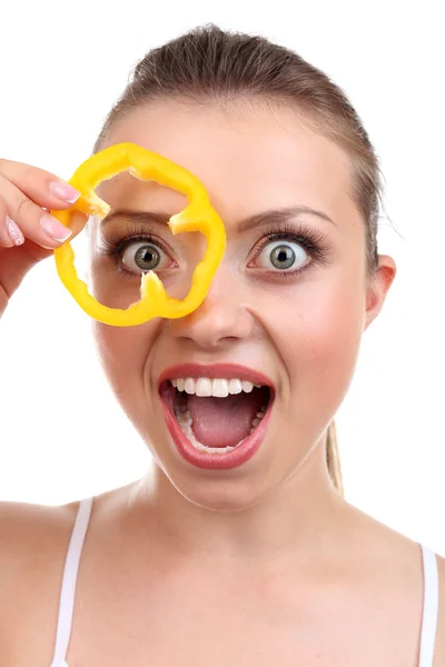 Beautiful girl with pepper — Stock Photo, Image