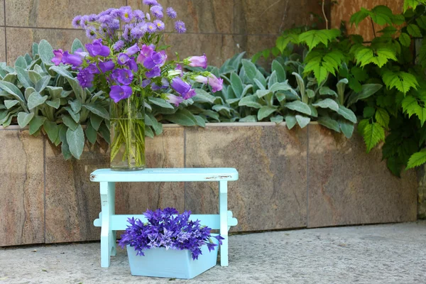 Decoración del jardín con flores silvestres, al aire libre — Foto de Stock