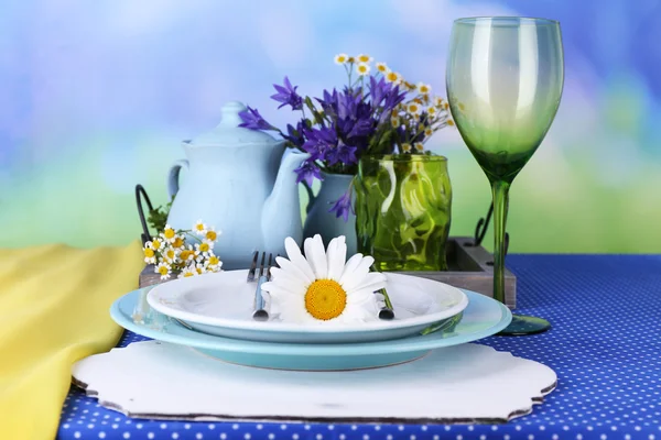 Blue table setting close-up — Stock Photo, Image