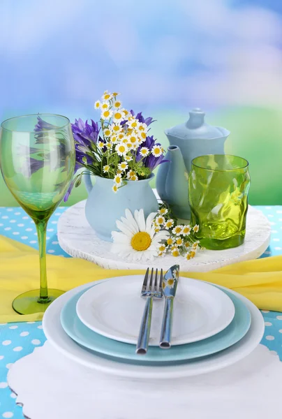 Blue table setting close-up — Stock Photo, Image