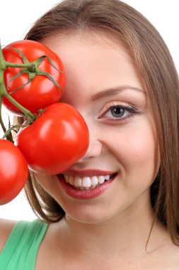 domates ile güzel bir kız