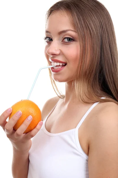 Beautiful girl with juice — Stock Photo, Image