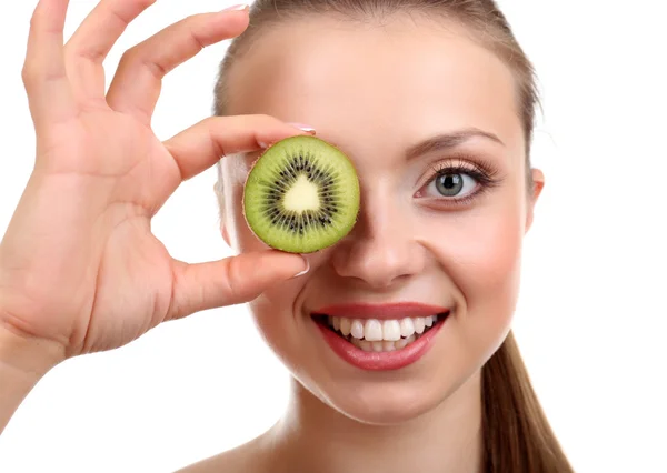 Beautiful girl with kiwi — Stock Photo, Image