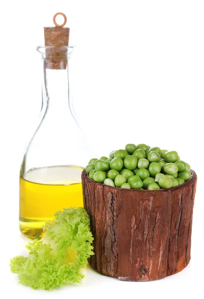 Fresh peas in bowl, isolated on white — Stock Photo, Image