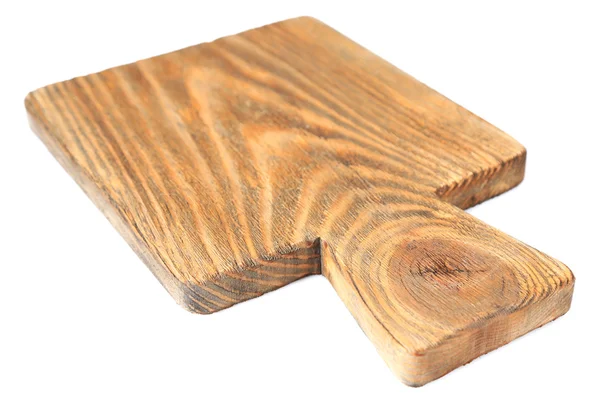 Placă de tăiere din lemn izolată pe alb — Fotografie, imagine de stoc