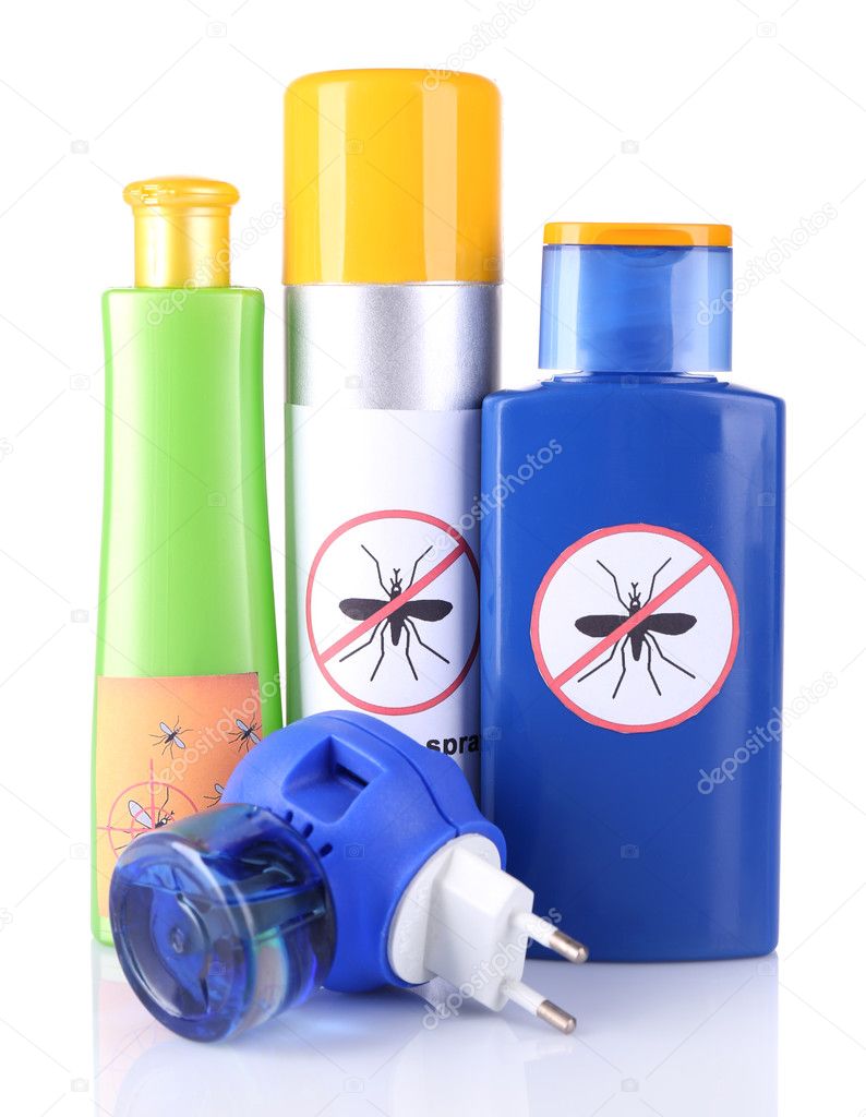 Bottles with mosquito repellent cream and fumigator