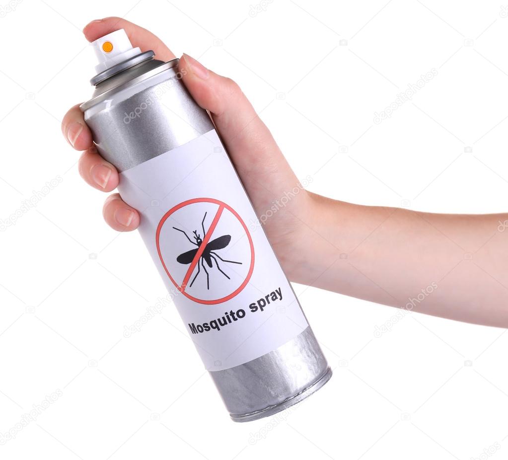 Hand holding mosquito spray