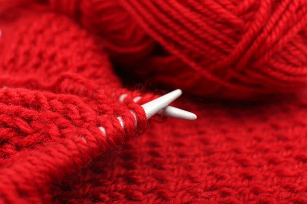 Knitting with spokes close up — Stock Photo, Image