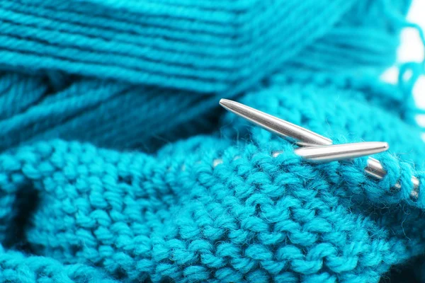 Knitting with spokes close up — Stock Photo, Image