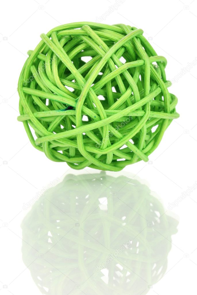 wicker bamboo ball isolated on white
