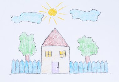 çocuklar evi masanın üzerine çizim yakın çekim