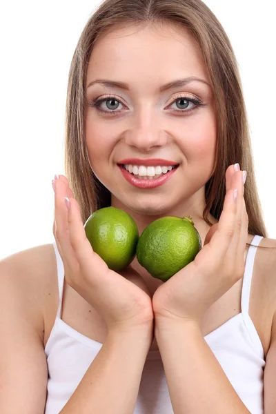 Bella ragazza con calce — Foto Stock