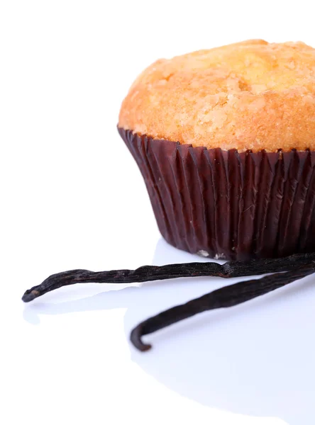 Gustosi bastoncini di muffin e vaniglia isolati su bianco — Foto Stock
