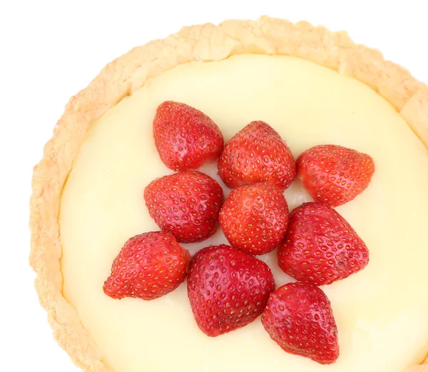Strawberry tart isolated on white — Stock Photo, Image