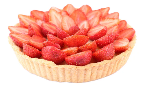 Strawberry tart isolated on white — Stock Photo, Image