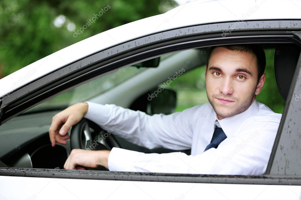 Man driving car 