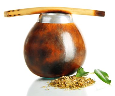 su kabakları ve bombilla üzerinde beyaz izole yerba dostum ile