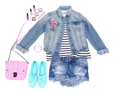 Kadın giyim üzerine beyaz izole