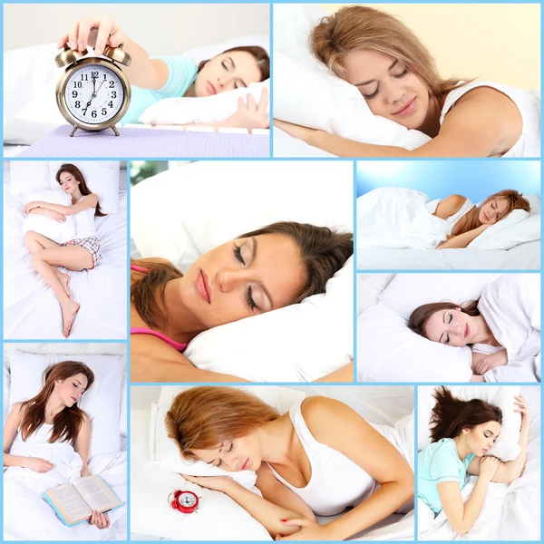 Collage of sleeping women — Stock Photo, Image