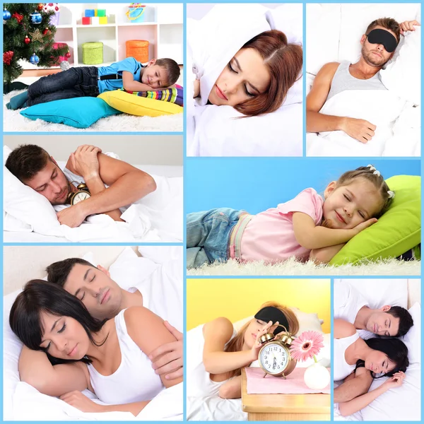 Collage of sleeping people