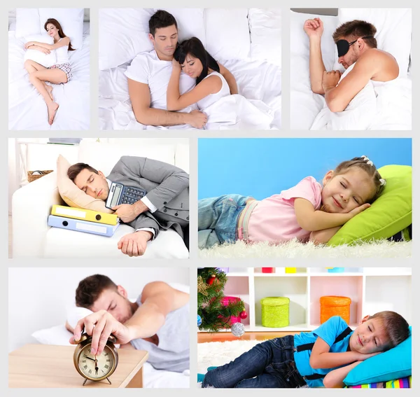 Collage de personnes endormies — Photo