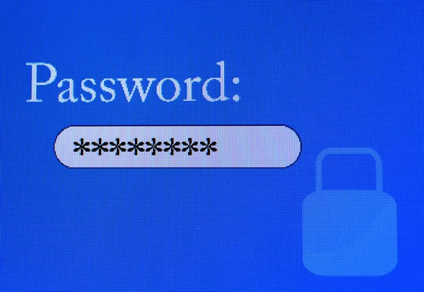 Password sullo schermo del monitor — Foto Stock