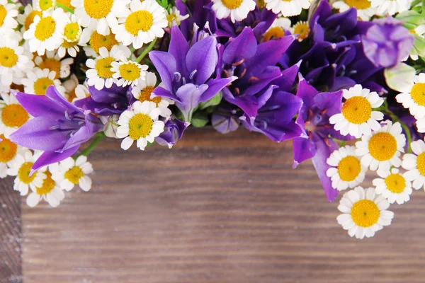 Beautiful flowers in crate close up — Stock Photo, Image