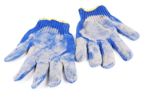 Sale utilisé gants en tissu isolé sur blanc — Photo