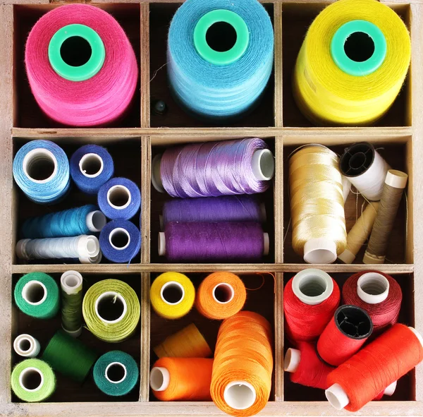 Thread and material for handicrafts in box — Stock Photo, Image