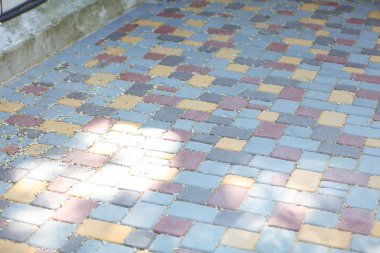 evin yakınında Arnavut kaldırımlı patika