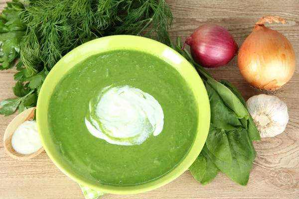 Tasty spinach soup — Stock Photo, Image