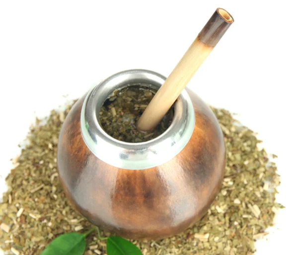 Calabash and bombilla with yerba mate — Stock Photo, Image