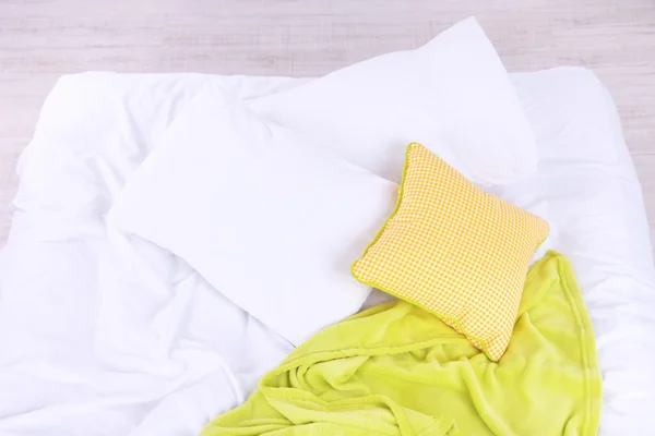 Unmade bed close up — Stock Photo, Image