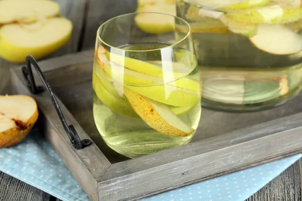 Sangria drink in glass and jar — Stock Photo, Image