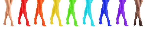 Collage de medias en piernas de mujer — Foto de Stock